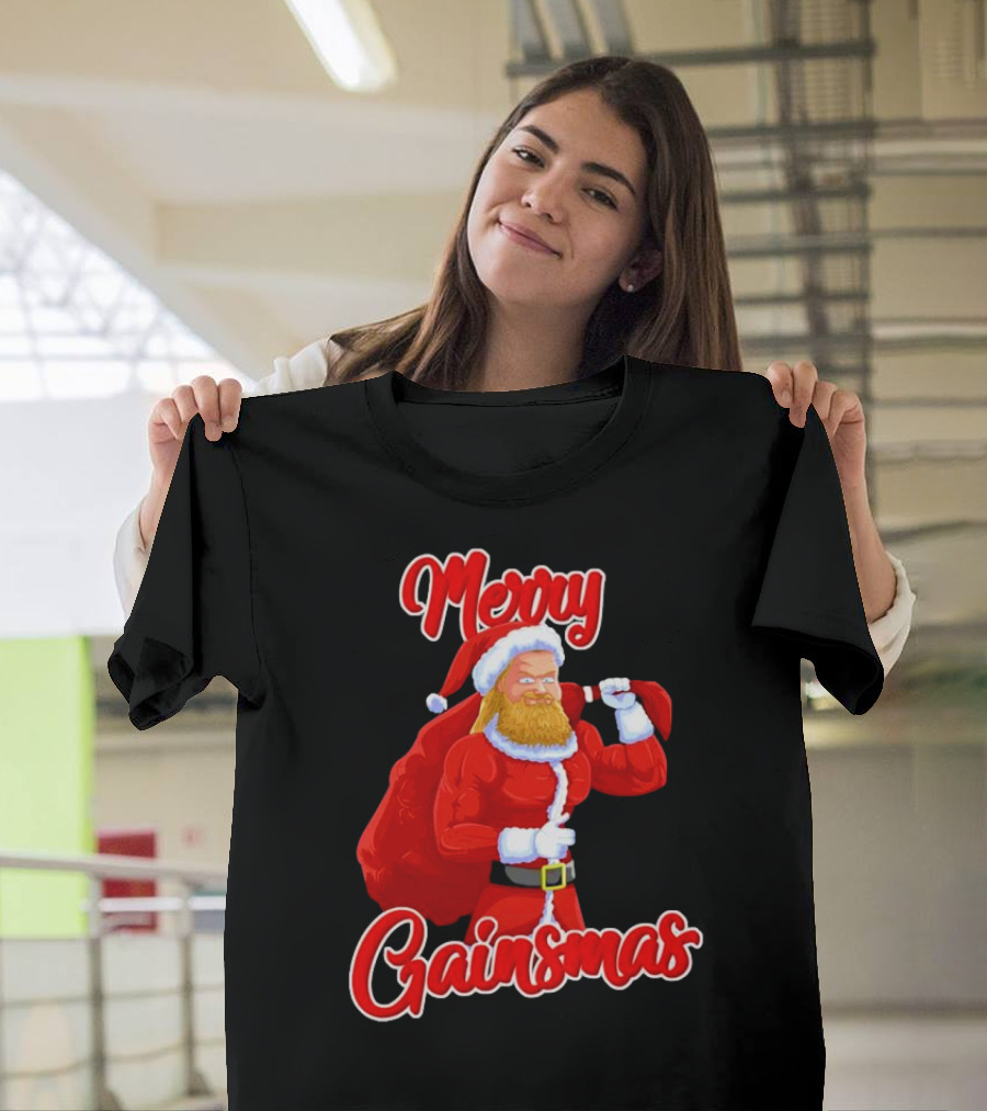 Merry Gainsmas Fitness Santa Bodybuilder T-Shirt