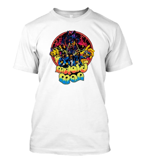 Mutoid Man CoTV Psychedelic Comic Style Superheroes With Lightning And Fiery Hands T-Shirt