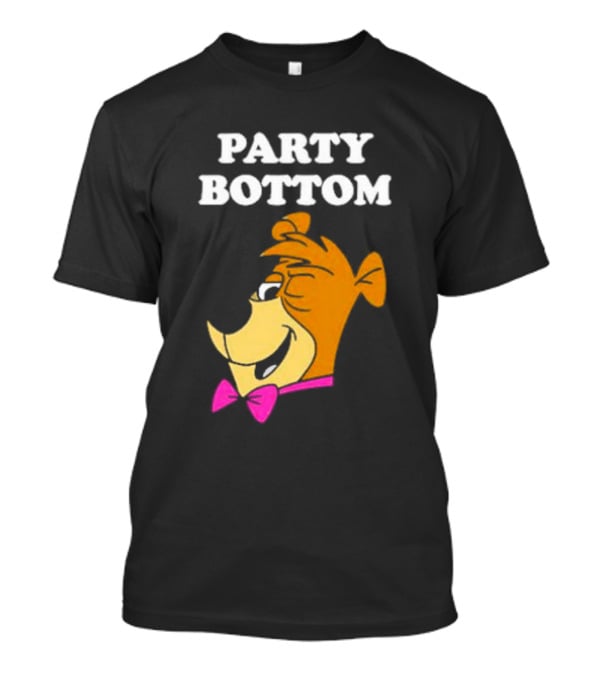 Yogi Bear Party Bottom Fun Cartoon Character With Pink Bow Tie T-Shirt