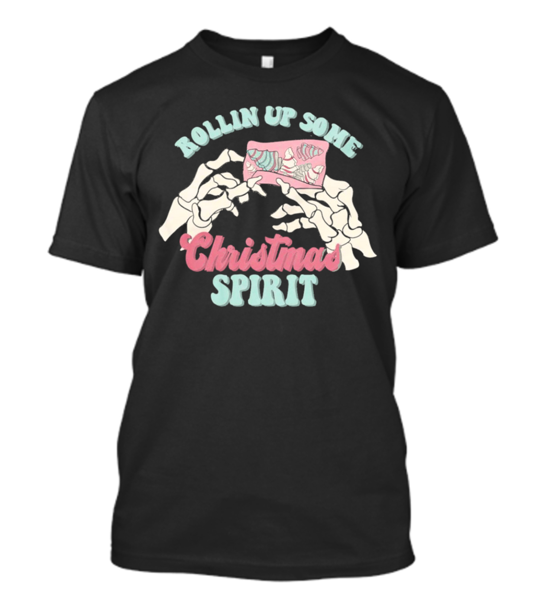 Rollin Up Some Christmas Spirit Holiday Weed Motif T-Shirt