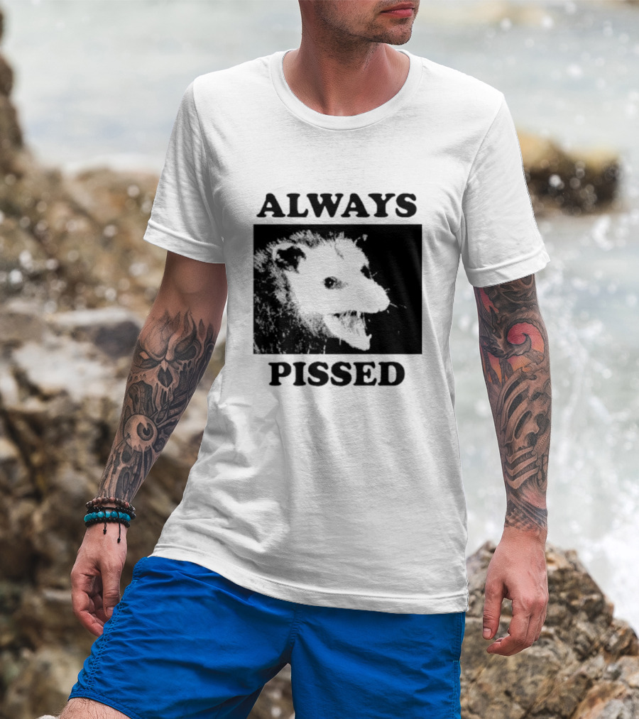 Opossum Always Pissed Black-and-White T-Shirt
