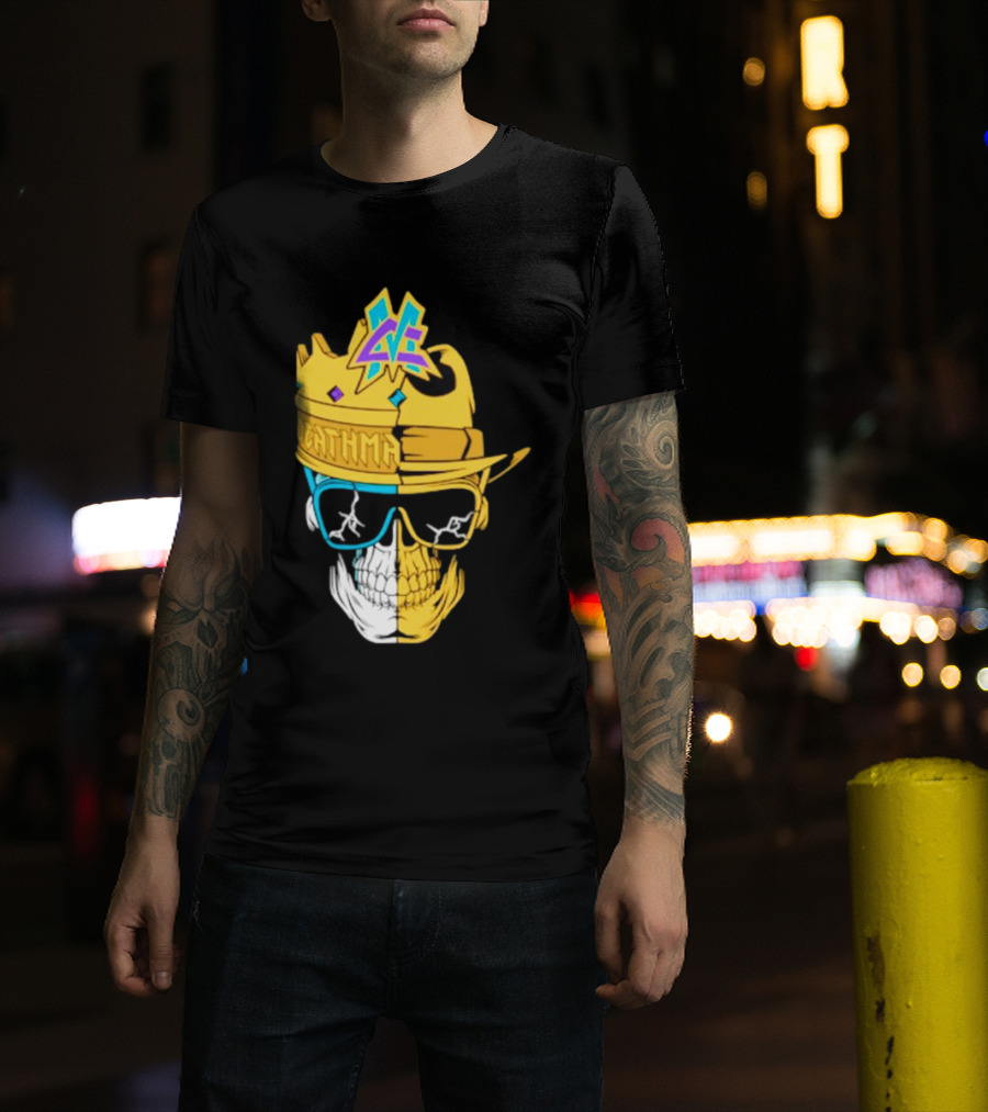 Matt Cardona Deathmatch God Crowned Skull With Sunglasses And Crown Split T-Shirt