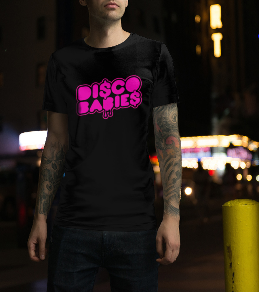 Disco Babies Neon Pink Dripping Dollar Sign Remix T-Shirt