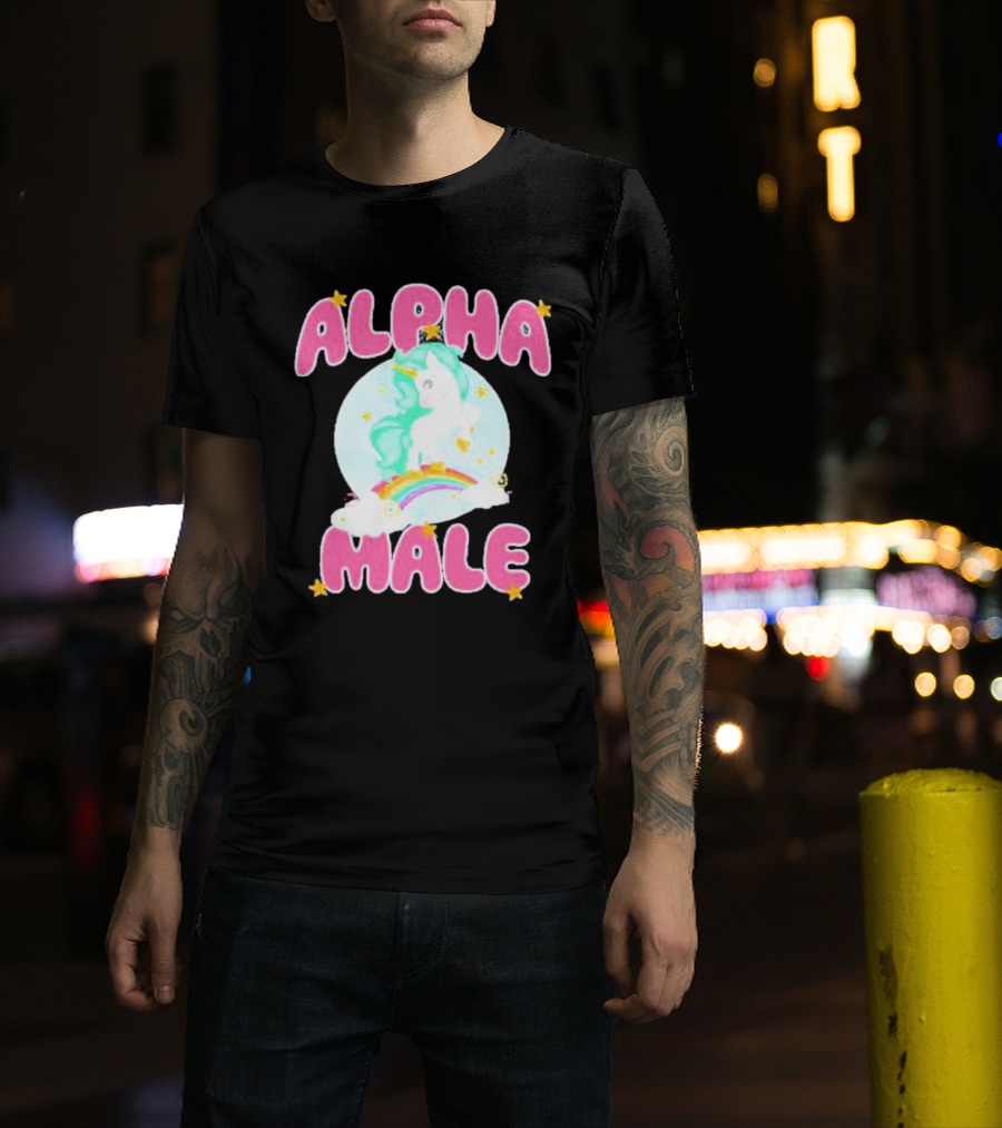 Alanalintao Alpha Male Unicorn Rainbow Stars T-Shirt