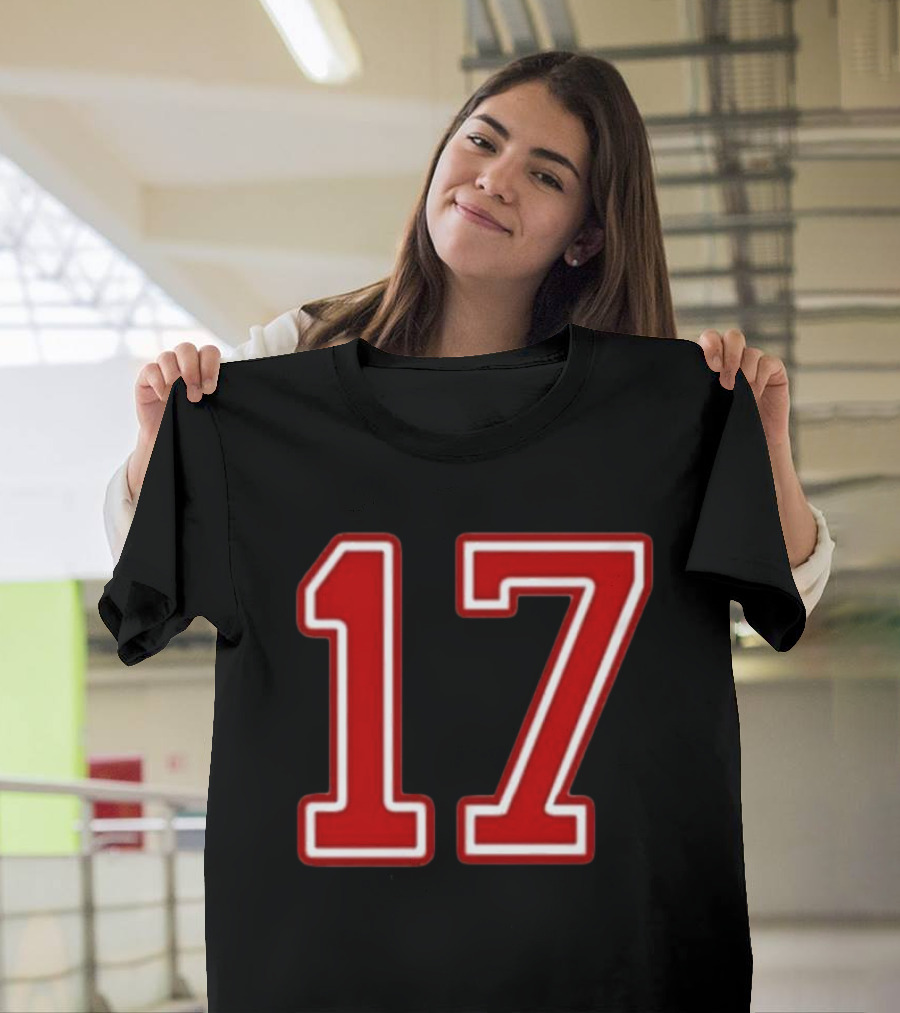Tate Mcrae Exes Number 17 Red Bold Print T-Shirt