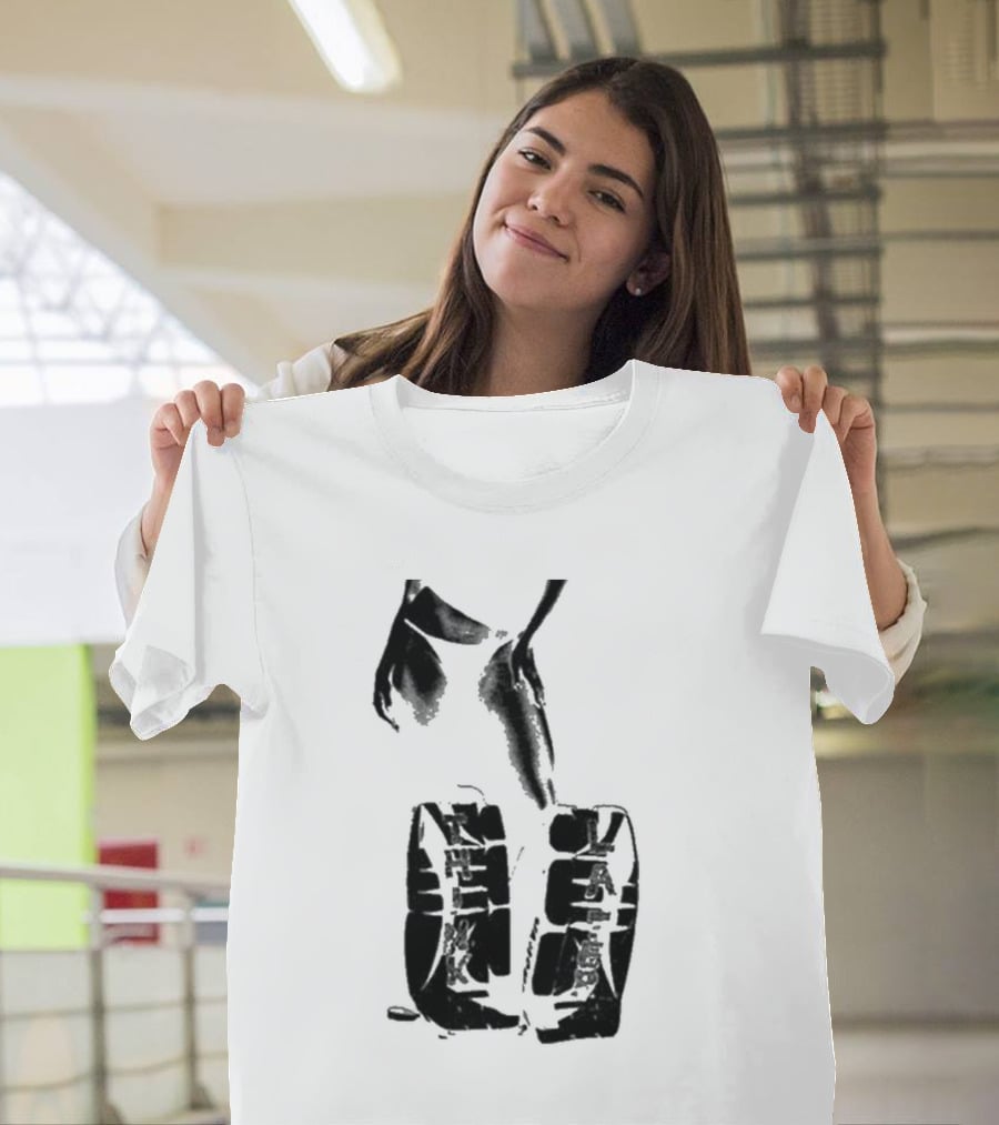 Tatemcrae Think Later Bold Legs Striking Pose In Monochrome T-Shirt