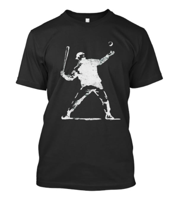 Banksy Baseball Bomber Batter Stencil T-Shirt