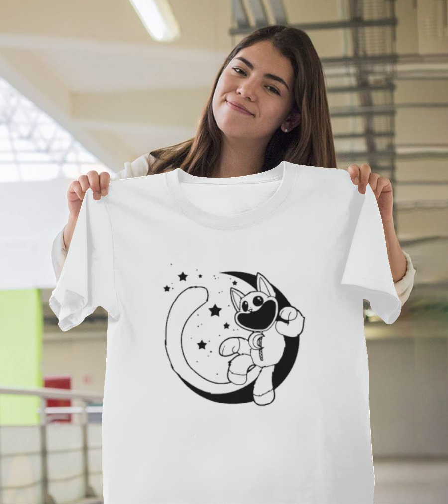 Catnap Moon Stars and Happy Cat Astronaut T-Shirt