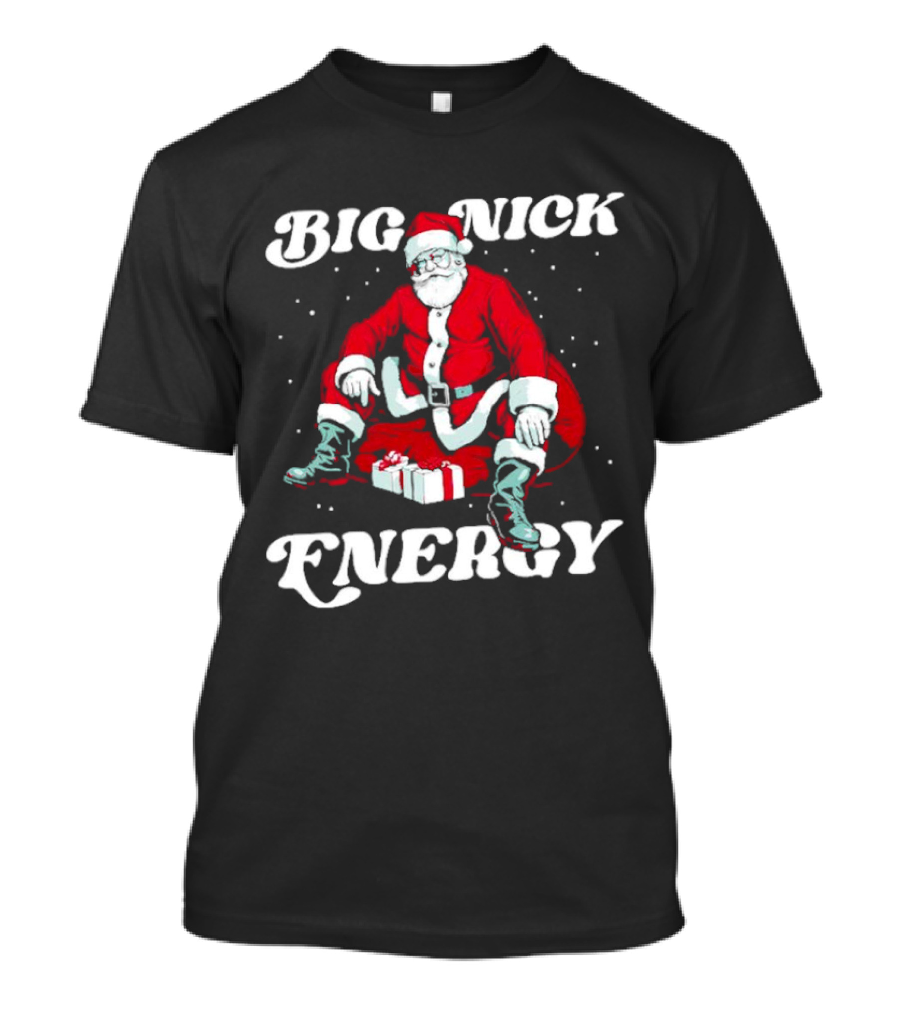 Santa Big Nick Energy Christmas Santa Claus Sitting With Gifts T-Shirt