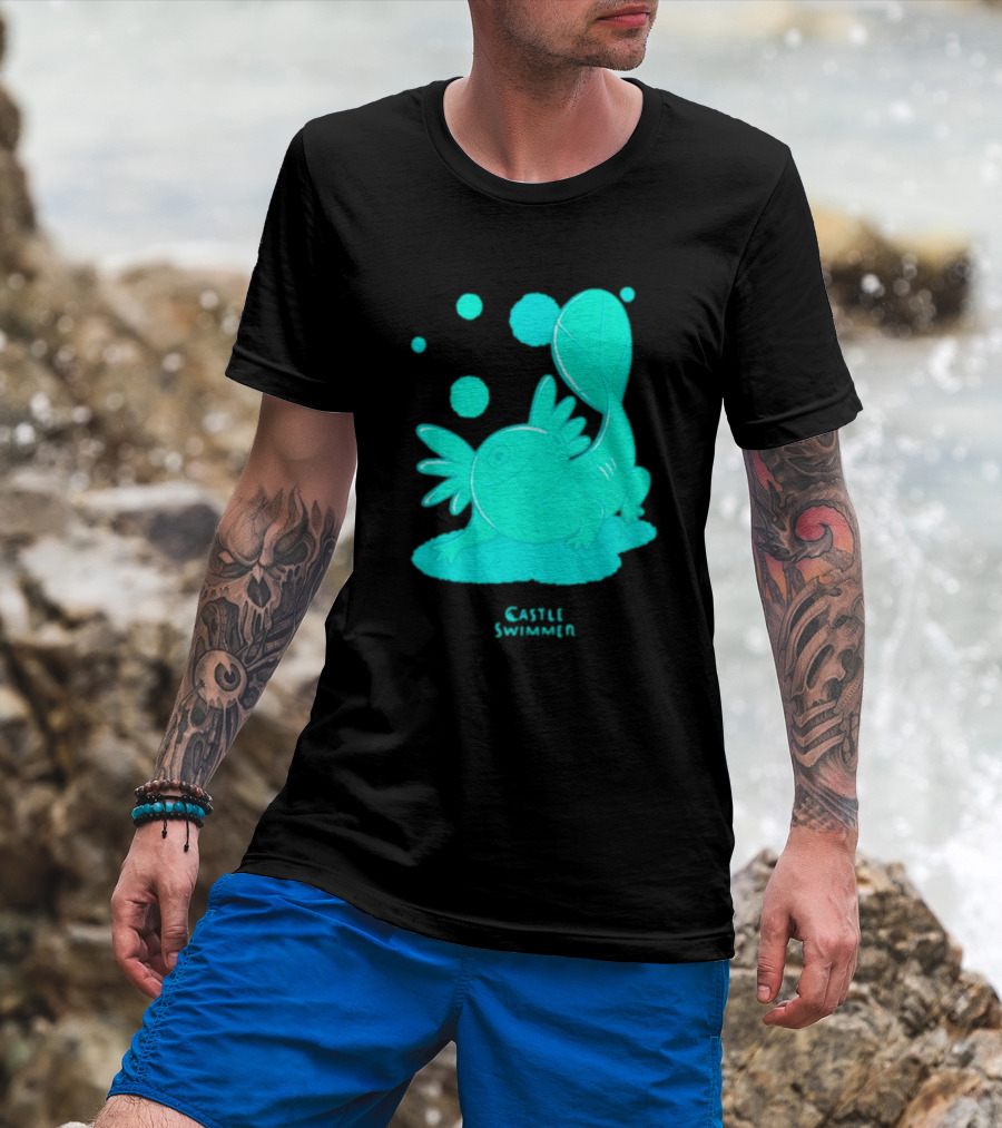 Castle Swimmer Glowing Axolotl Bubbles T-Shirt