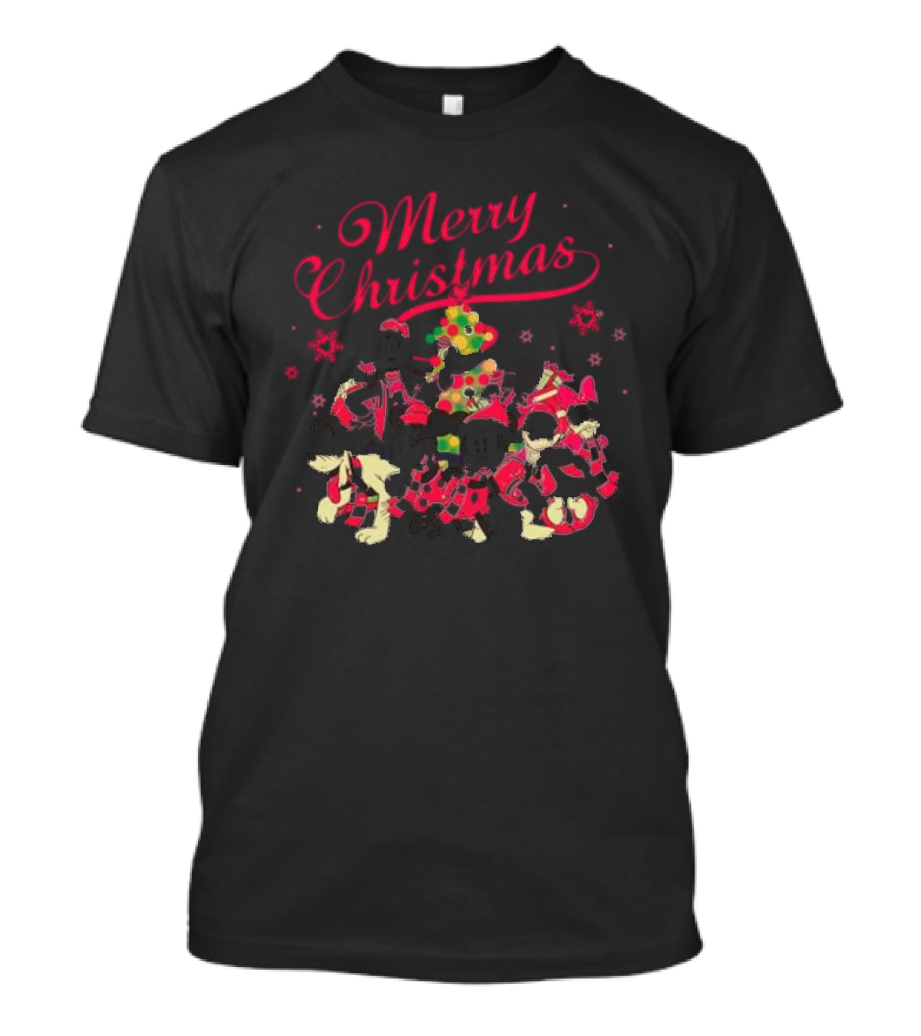 Merry Christmas Disney Characters Christmas Tree Funny Holiday T-Shirt