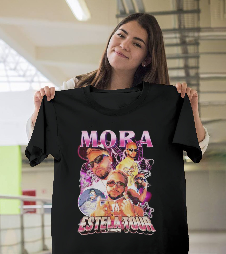 Mora Estela Tour Vibrant Star-Themed Montage Double Sided T-Shirt