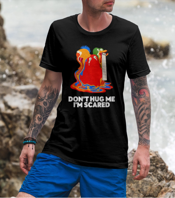 Don't Hug Me I'm Scared Melting Characters With Medium Tag T-Shirt