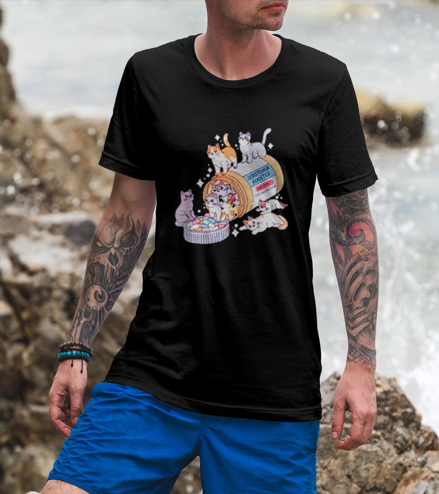 Serotonin Booster Cats Cute Antidepressant Kittens Happiness T-Shirt