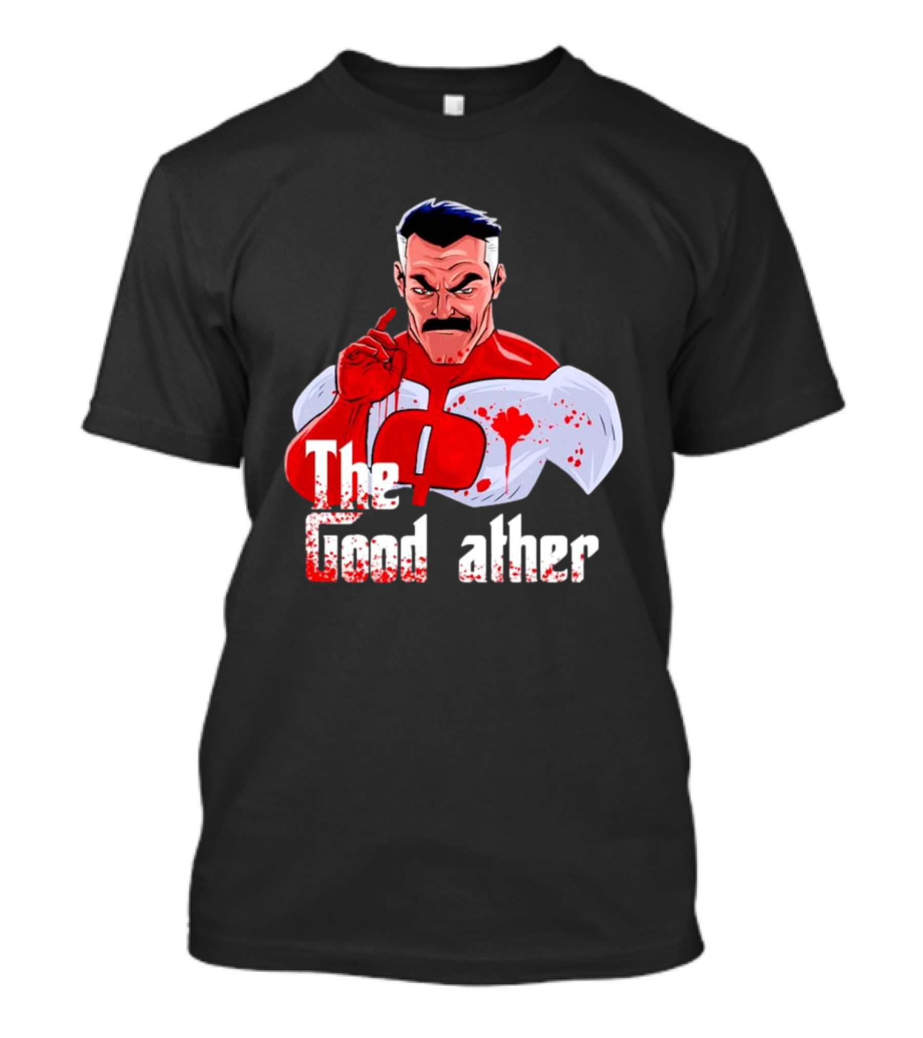 Omni Dad The Good Father Superhero Parody Red And White Costume T-Shirt