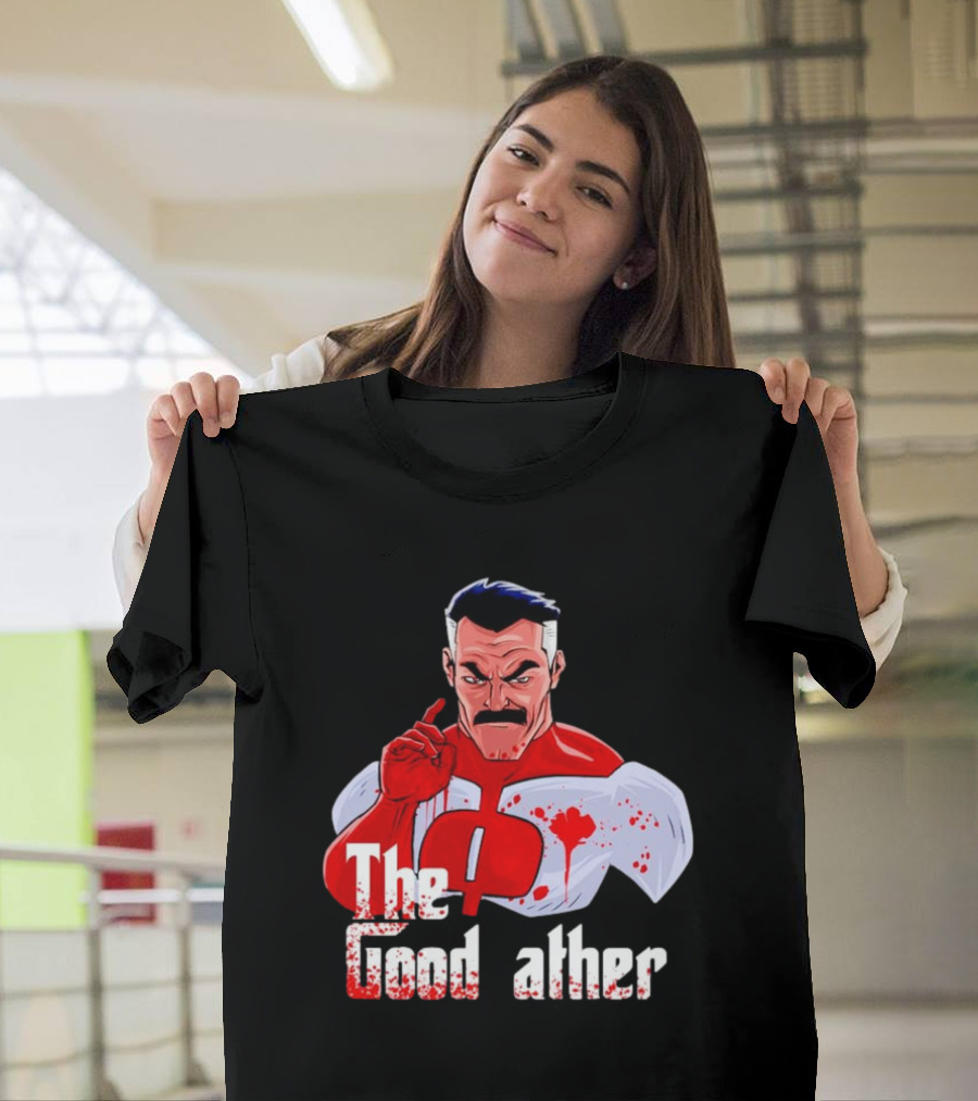 Omni Dad The Good Father Superhero Parody Red and White Costume T-Shirt