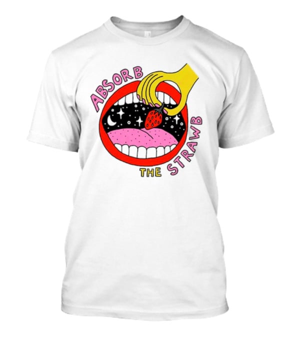 Absorb The Strawb Strawberry Imagery With Hand And Mouth T-Shirt
