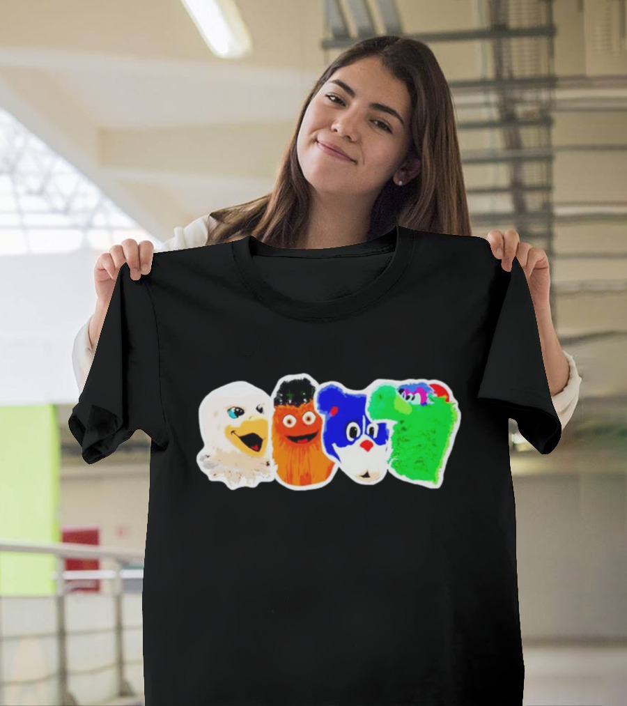 Philadelphia Eagles Flyers Phillies Phanatic Mascots T-Shirt