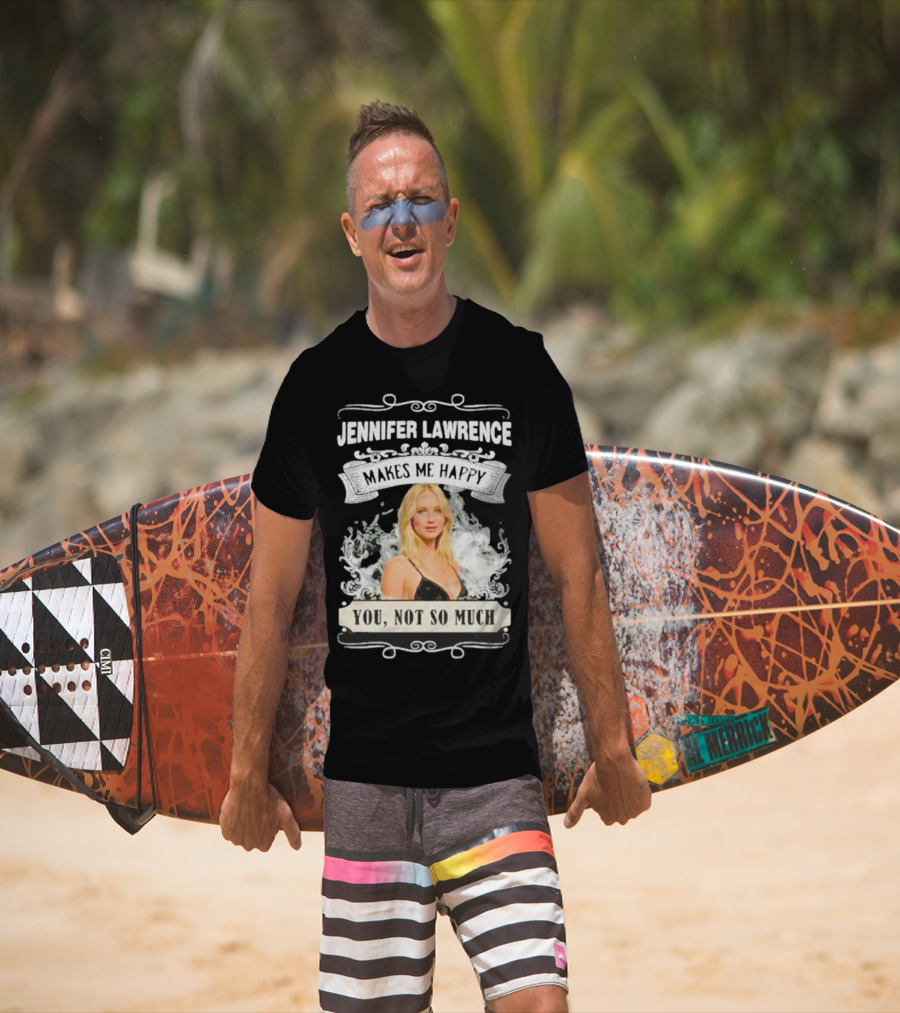 Jennifer Lawrence Makes Me Happy You Not So Much Cloud Motif T-Shirt