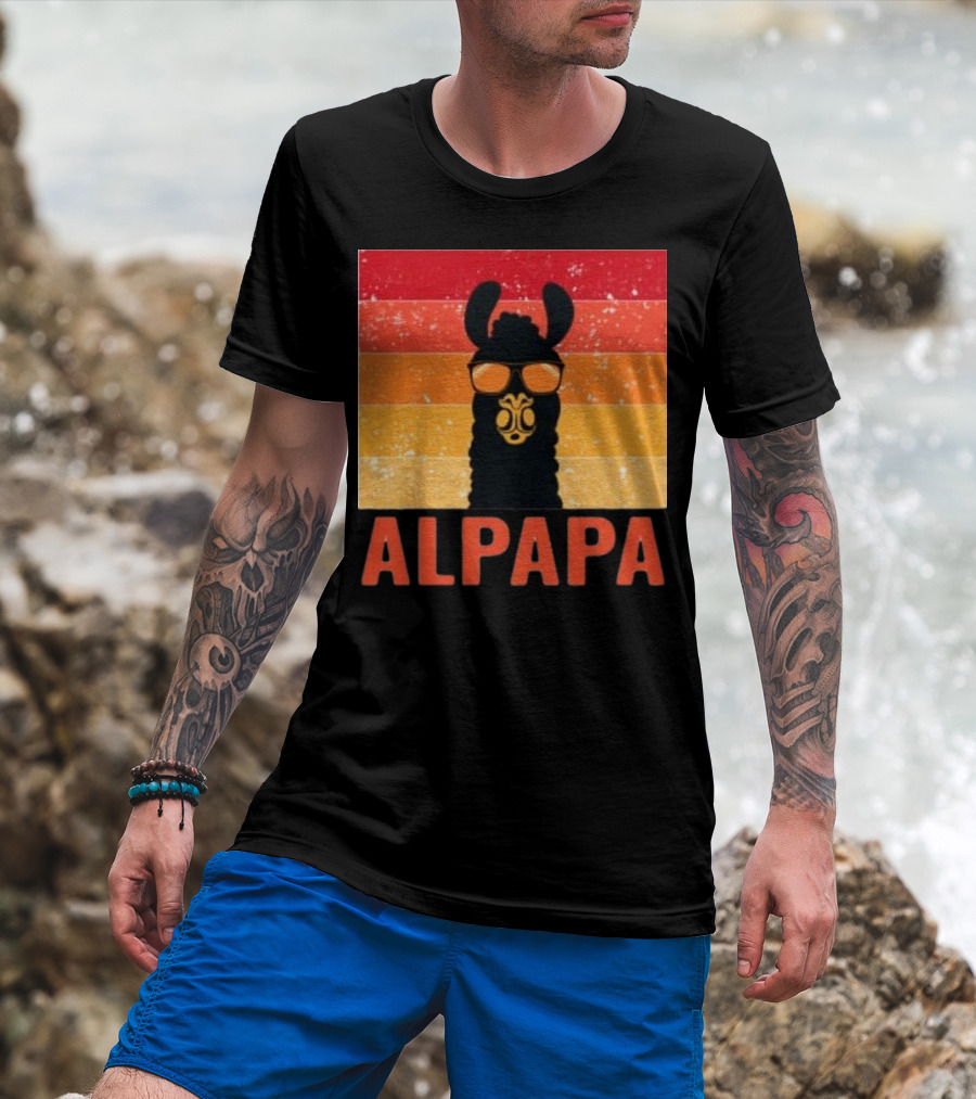Alpapa Llamafathers Day Vintage Groovy T-Shirt
