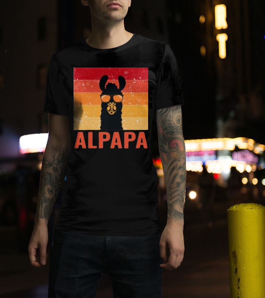Alpapa Llamafathers Day Vintage Groovy T-Shirt