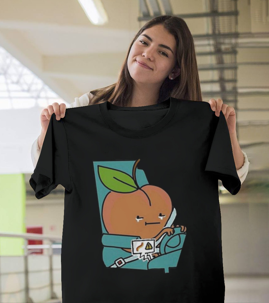 Peach Driving with Tears Fastened in Seatbelt Warning Signal T-Shirt