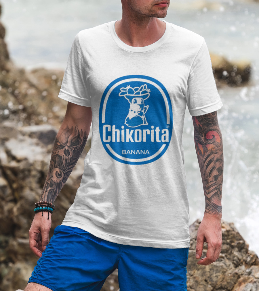 Chikorita Banana Crossover Logo Black And Blue T-Shirt