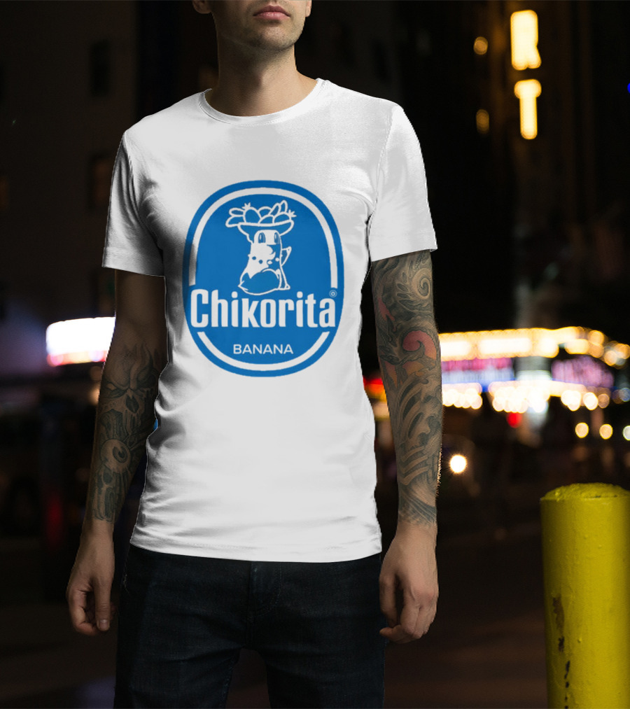Chikorita Banana Crossover Logo Black And Blue T-Shirt