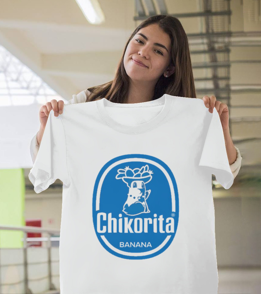 Chikorita Banana Crossover Logo Black And Blue T-Shirt
