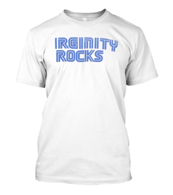Virginity Rocks Bold Blue Gaming Font T-Shirt