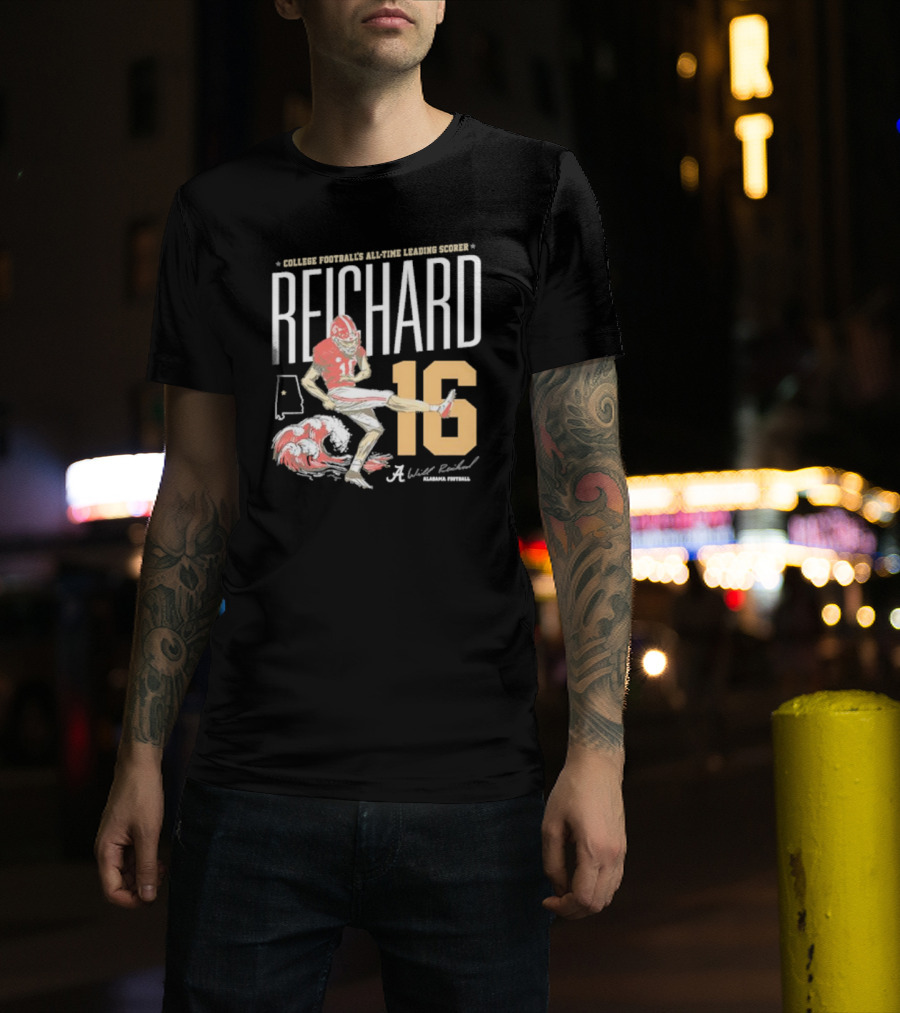 College Football's All-Time Leading Scorer Reichard 16 Alabama Football T-Shirt