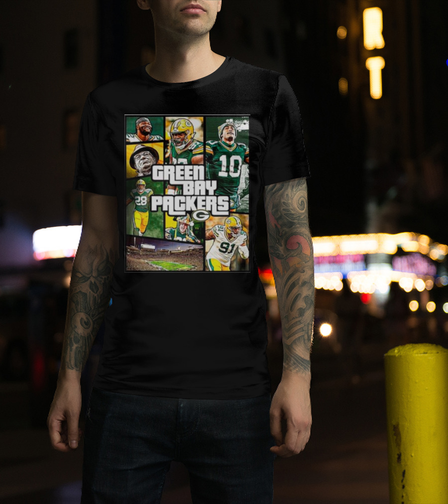 Green Bay Packers Players Collage Grand Theft Auto T-Shirt