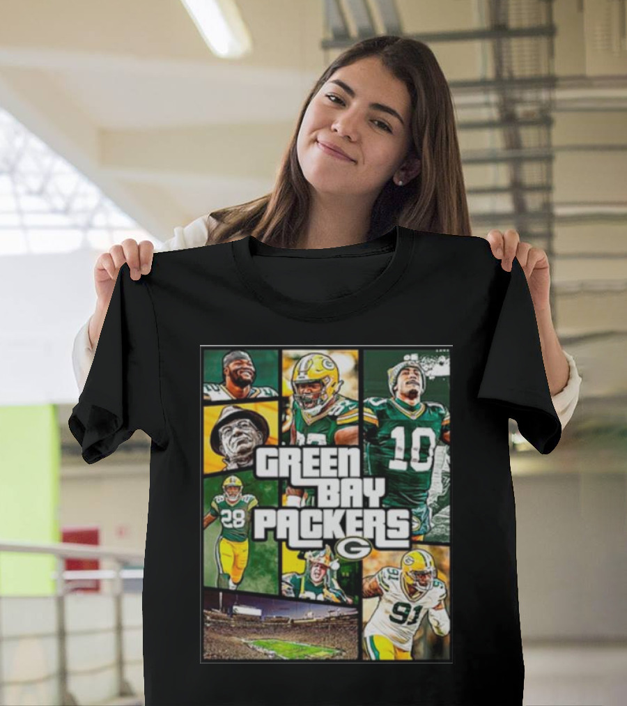 Green Bay Packers Players Collage Grand Theft Auto T-Shirt