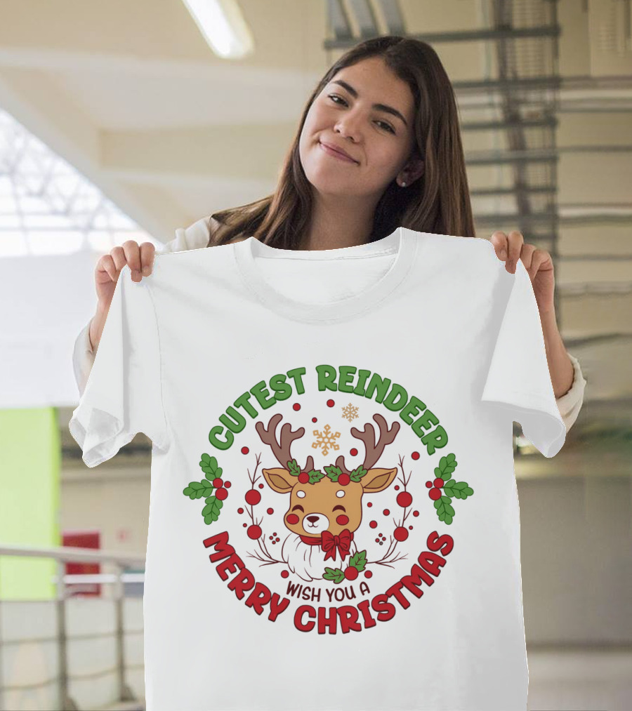 Cutest Reindeer Wish You A Merry Christmas T-Shirt