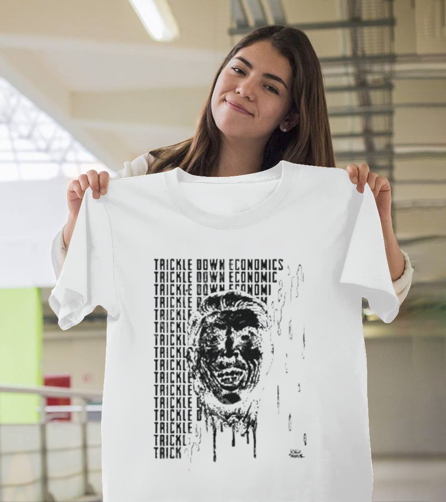 Punkwithacamera Trickle Down Economics Repeated Typography Dripping Face T-Shirt