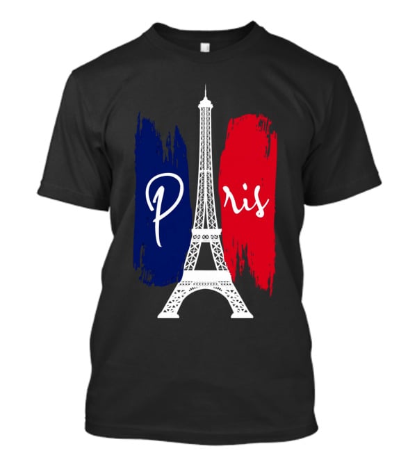 Paris Eiffel Tower Blue Red Brush Strokes T-Shirt