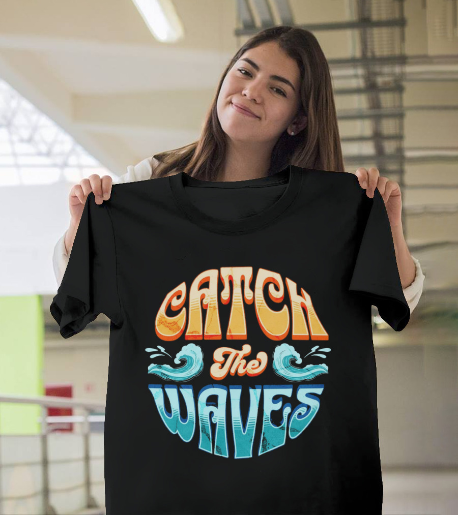 Catch The Waves Vibe Retro Beach T-Shirt