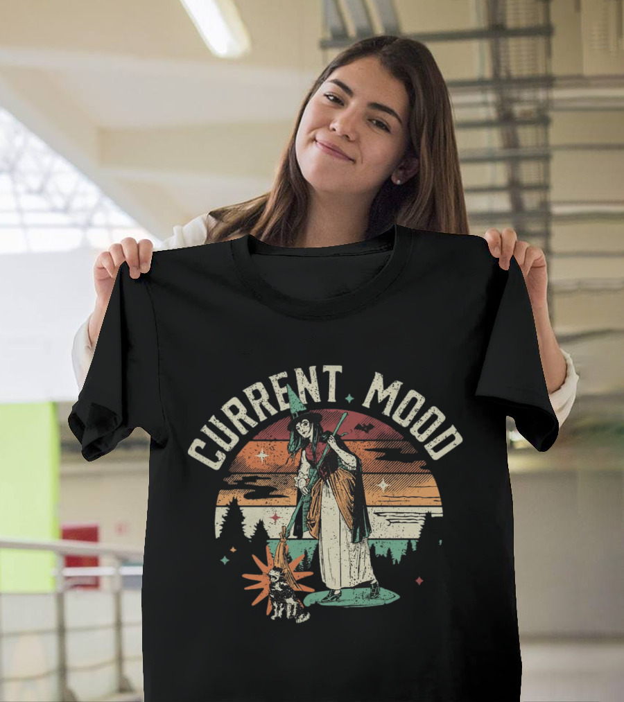 Current Mood Witch Vintage Sunset Dog Companion T-Shirt