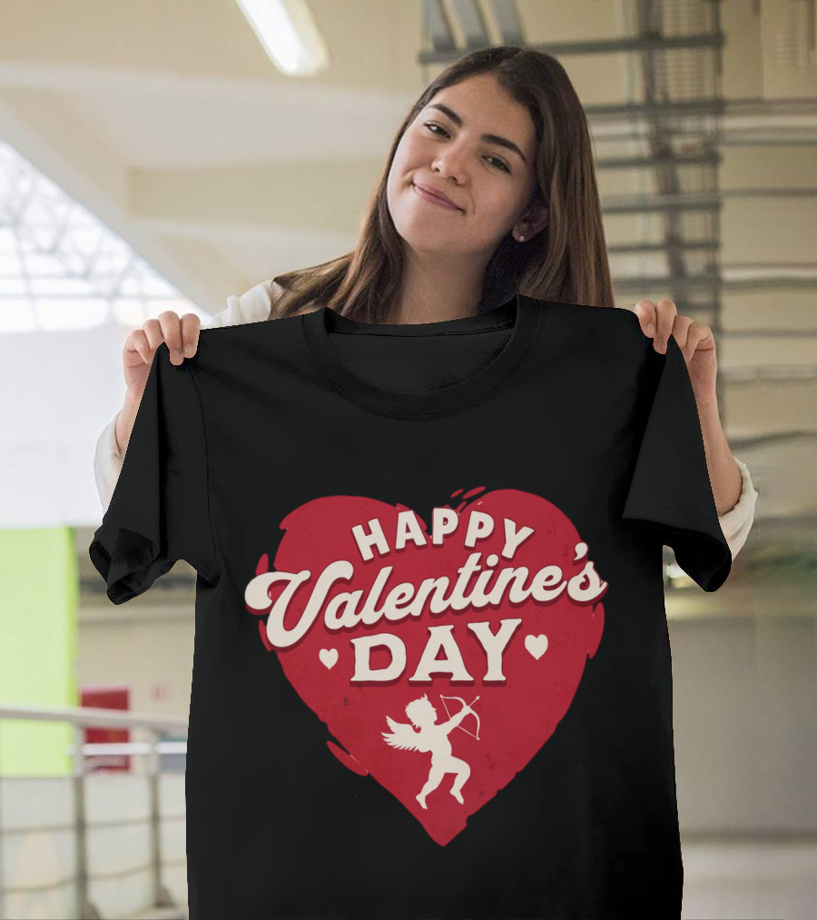 Happy Valentine's Day Cupid Heart with Arrow T-Shirt