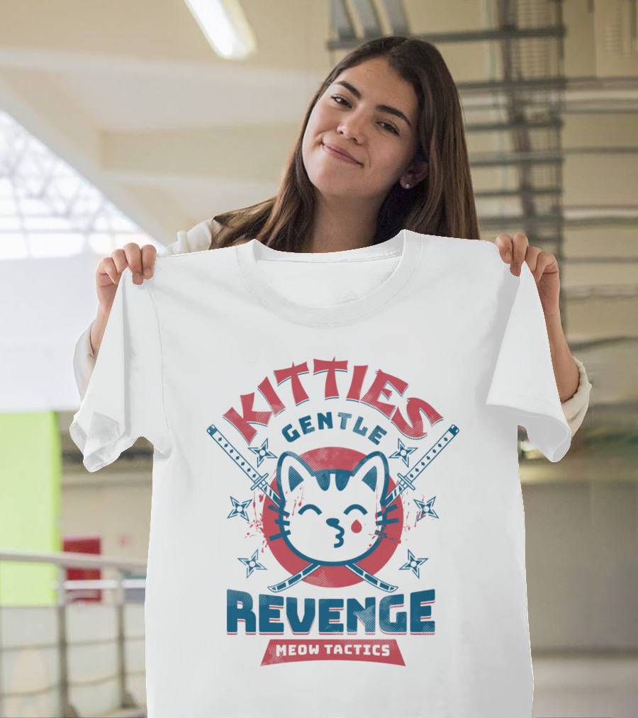 Kitties Gentle Revenge Meow Tactics Samurai T-Shirt