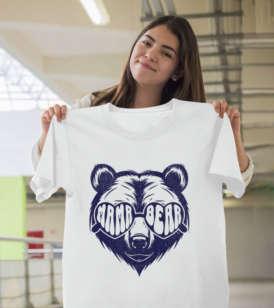Mama Bear Sunglasses Bold Lettering Bear Head T-Shirt