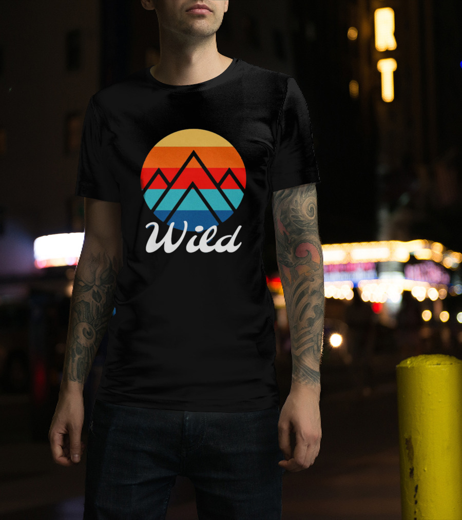 Wild Minimalistic Mountains Retro Circle Stripes T-Shirt