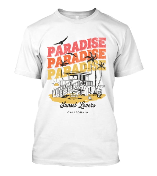 Paradise Sunset Beach Scene With Tropical Palms T-Shirt