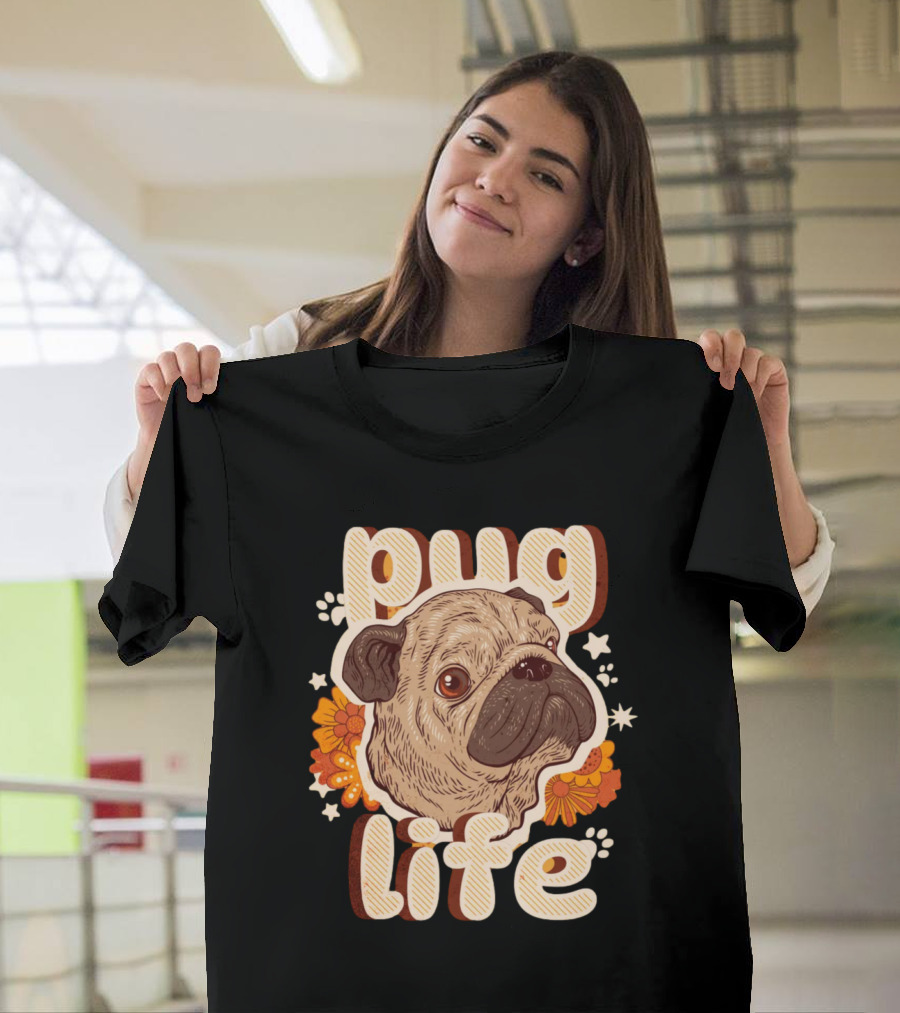 Pug Life Retro Floral T-Shirt