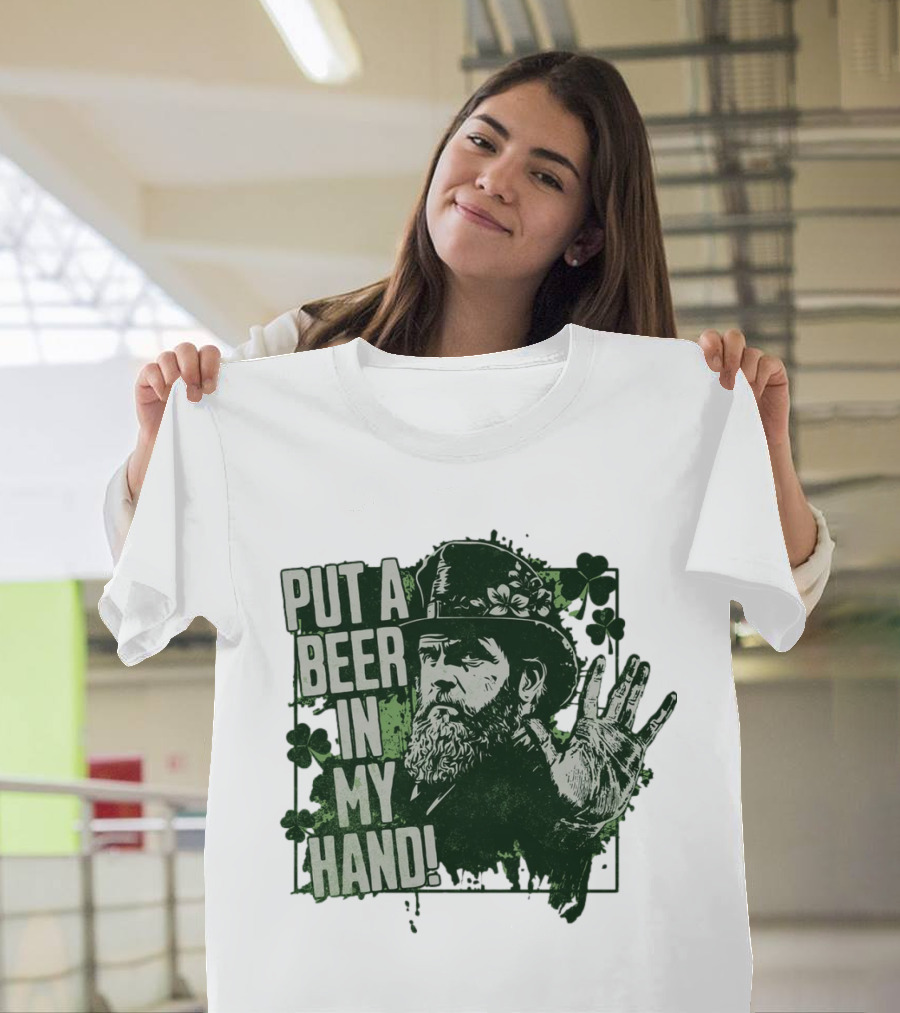 Put A Beer In My Hand St. Patrick's Day Shamrock Gentleman T-Shirt