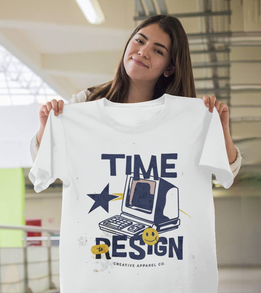 Time to Resign Vintage Computer Smiley Creative Apparel Co T-Shirt
