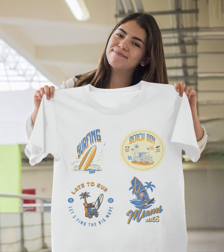 Surfing Beach Boy Miami 1968 Late to Surf Club T-Shirt