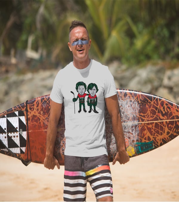 Dewey Brothers Hockey Duo With Numbered Jerseys And Sticks T-Shirt