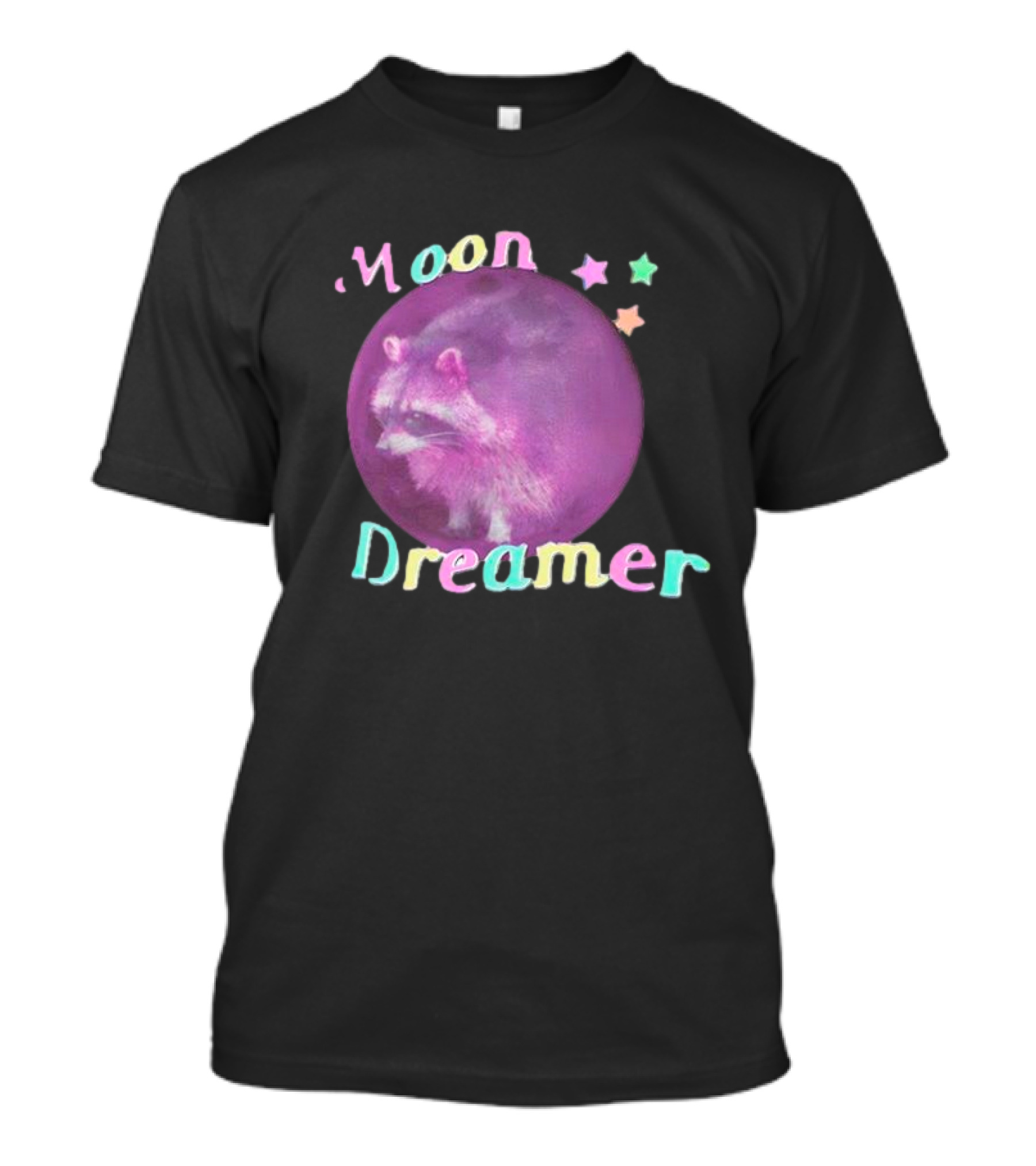 Moon Dreamer Raccoon Pastel Stars T-Shirt