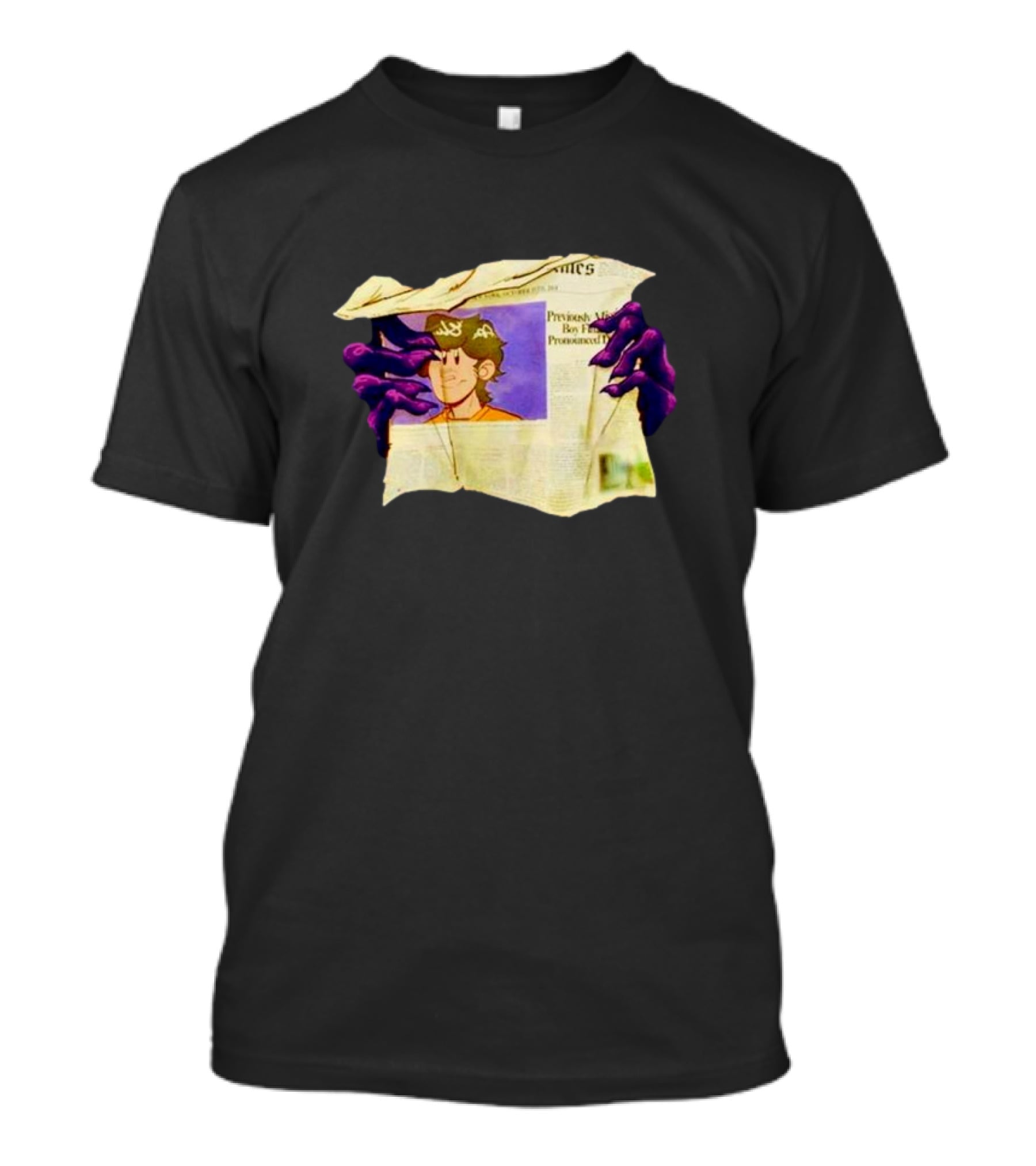 Graaavel’s Backstory Newspaper Cursed Hands Crowned Character T-Shirt